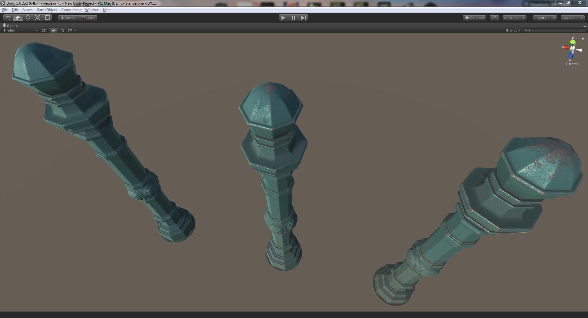 Barrier Bollard Pack 2 v2 Green Three Texture Options Low-poly 3D model_17