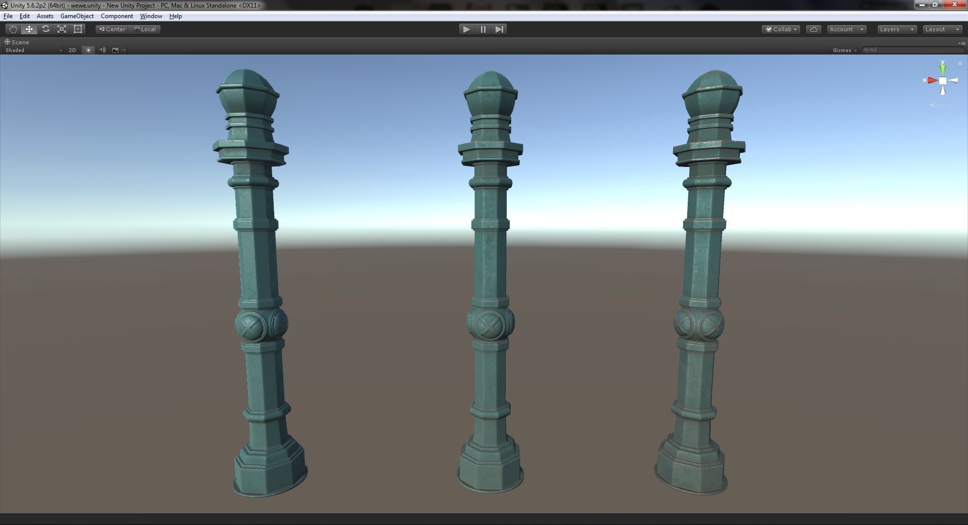 Barrier Bollard Pack 2 v2 Green Three Texture Options Low-poly 3D model_16