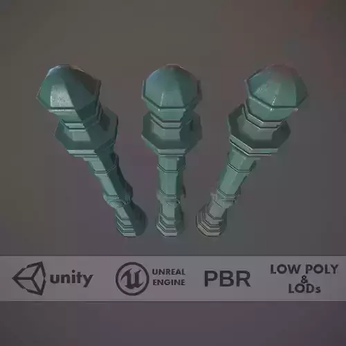 Barrier Bollard Pack 2 v2 Green Three Texture Options Low-poly 3D model