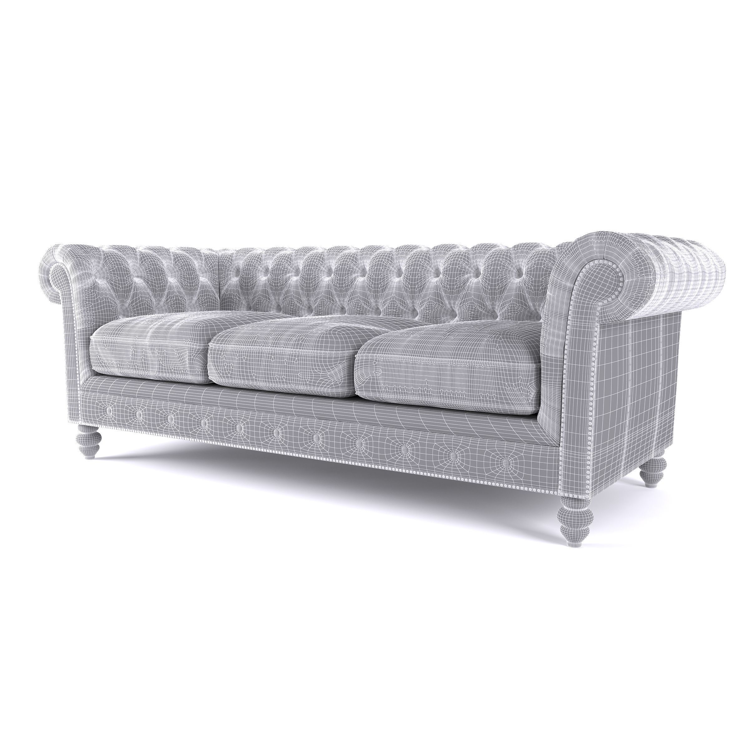 Brooklyn Chesterfield Leather Sofa and Loveseat and Armchair 3D model_7