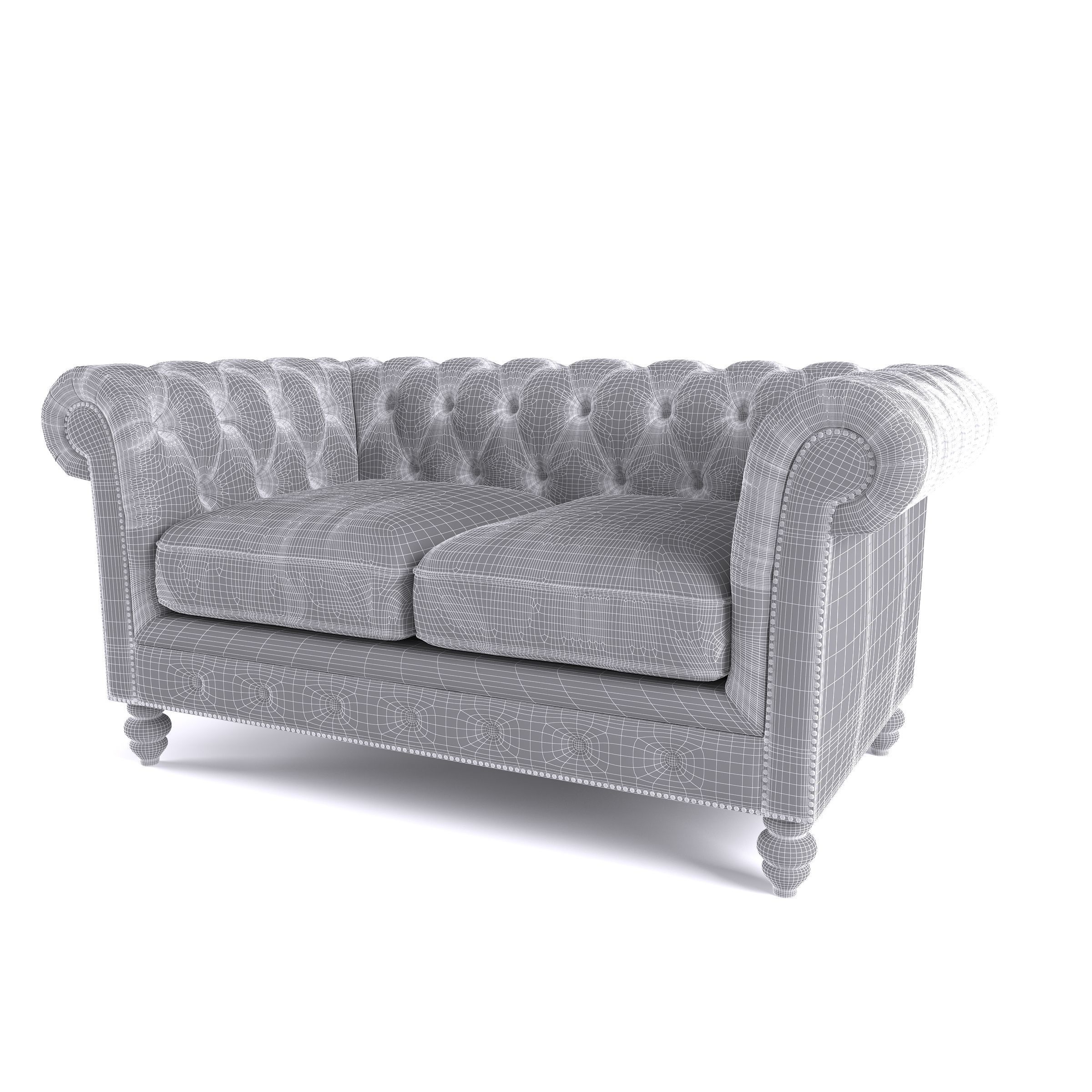 Brooklyn Chesterfield Leather Sofa and Loveseat and Armchair 3D model_8