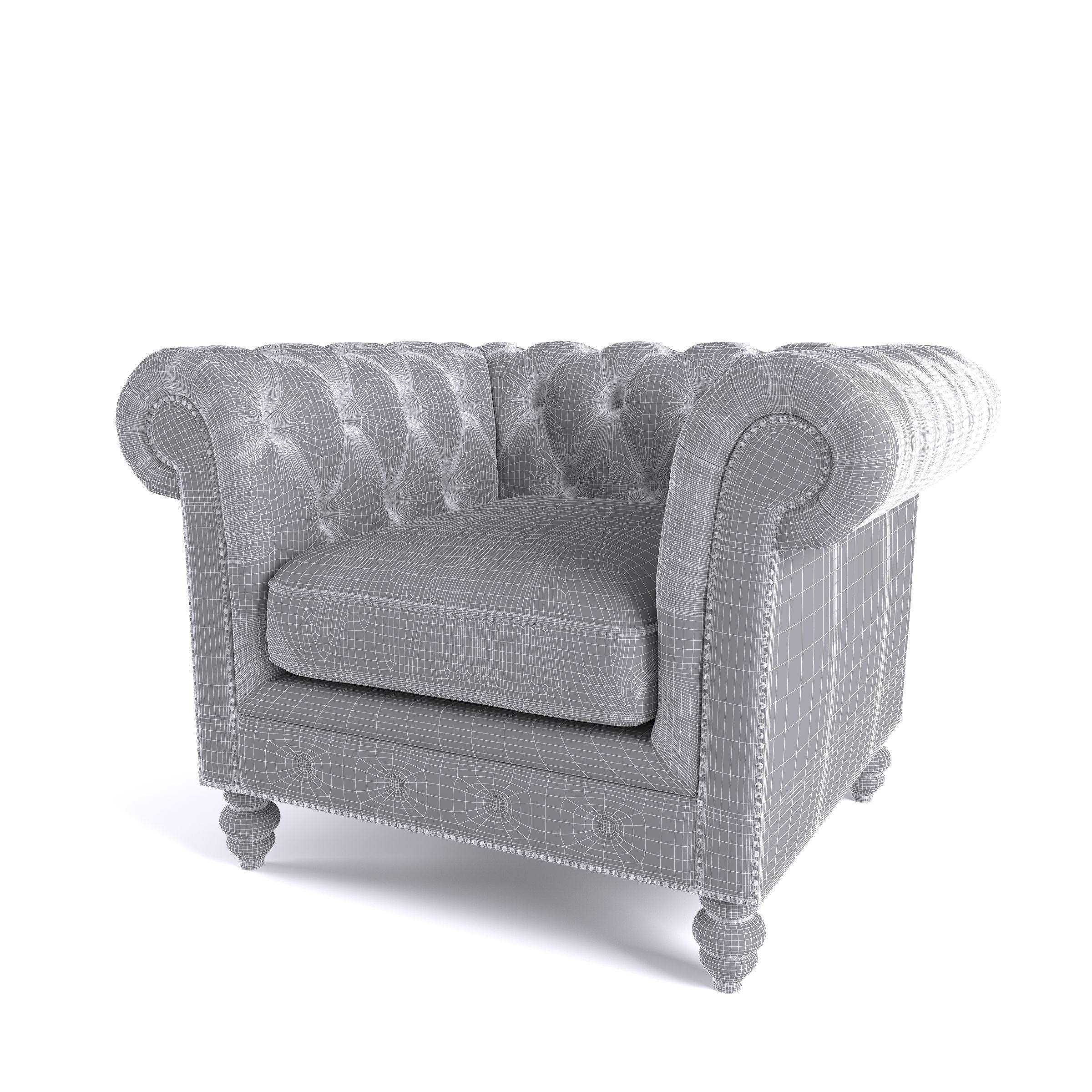 Brooklyn Chesterfield Leather Sofa and Loveseat and Armchair 3D model_9