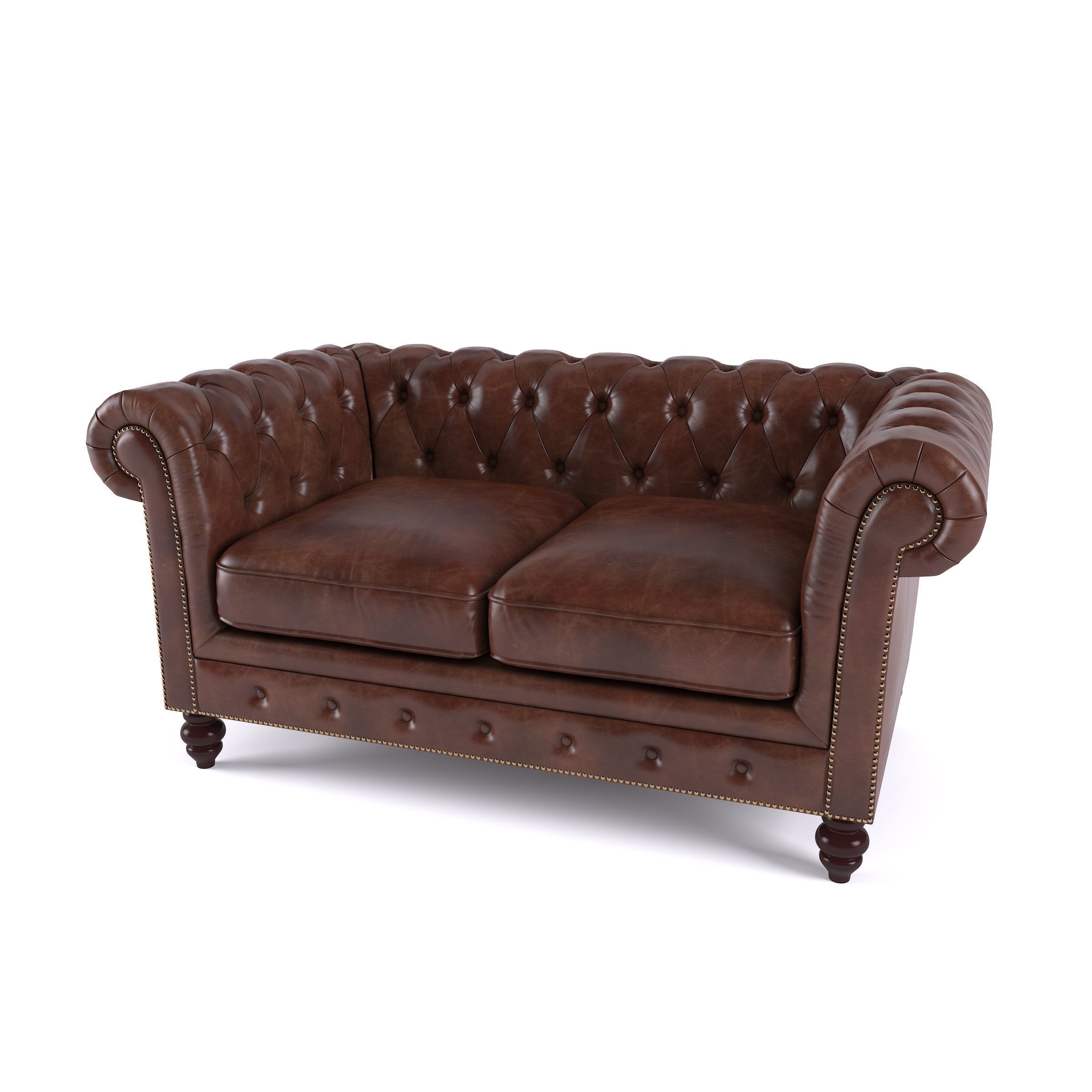 Brooklyn Chesterfield Leather Sofa and Loveseat and Armchair 3D model_5