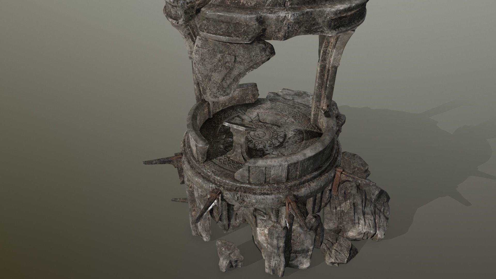 old temple  Low-poly 3D model_1