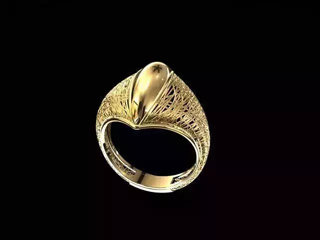 Gold ring with stone 3d jewel 