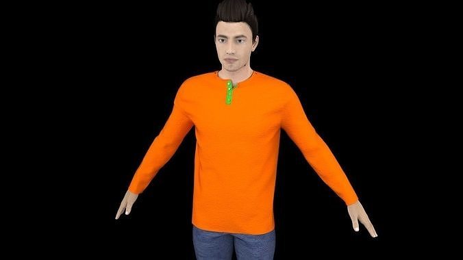 Male Full Sleeve Henly T-Shirt  Low-poly 3D model