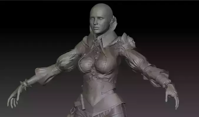 Magical girl zbrush high poly project 3D model
