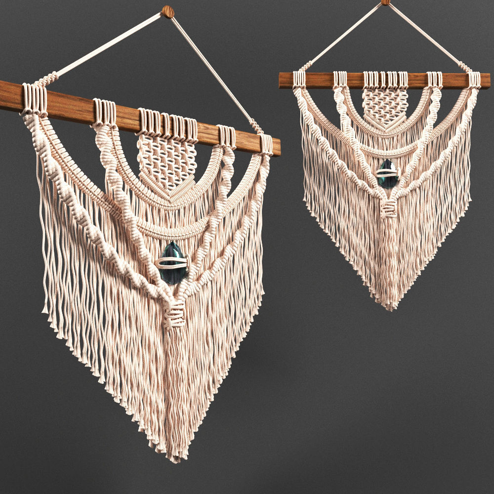 Macrame 3 wall hanging 3D model_1