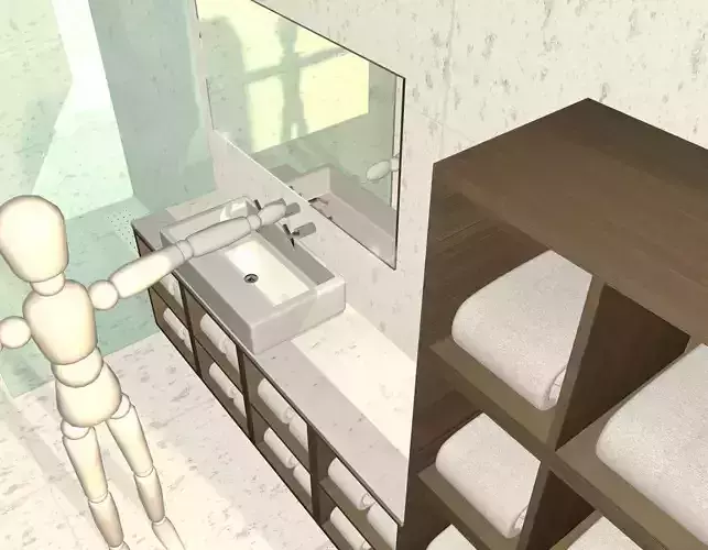 long marble white and chrome bathroom Scandinaviana