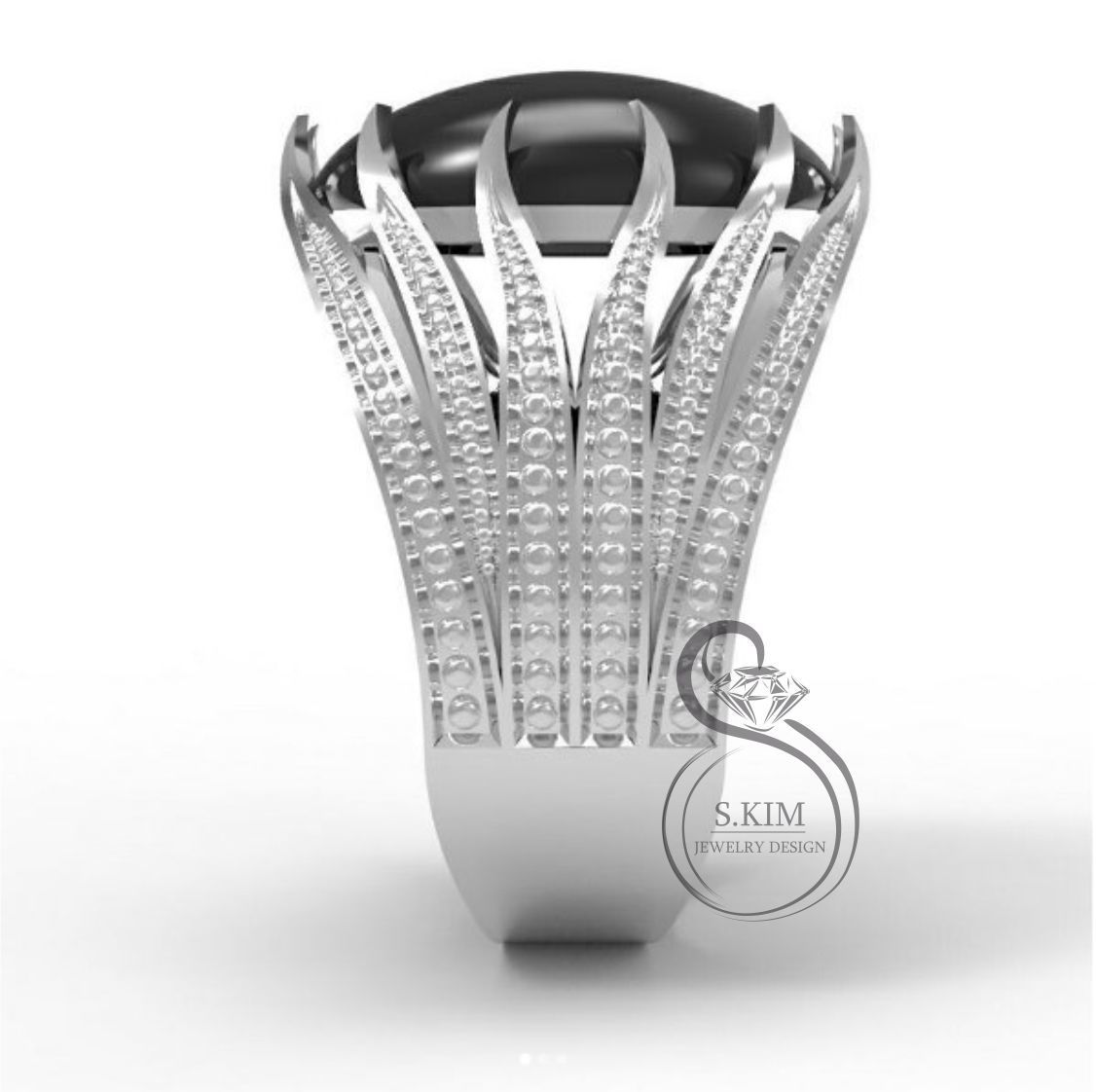 Ring with cabochon 15x10 3D print model_2