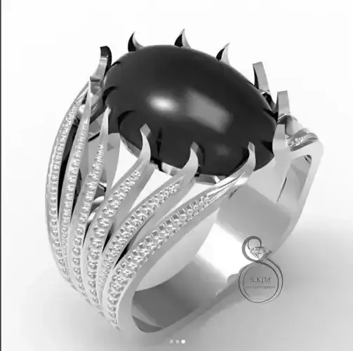 Ring with cabochon 15x10 3D print model