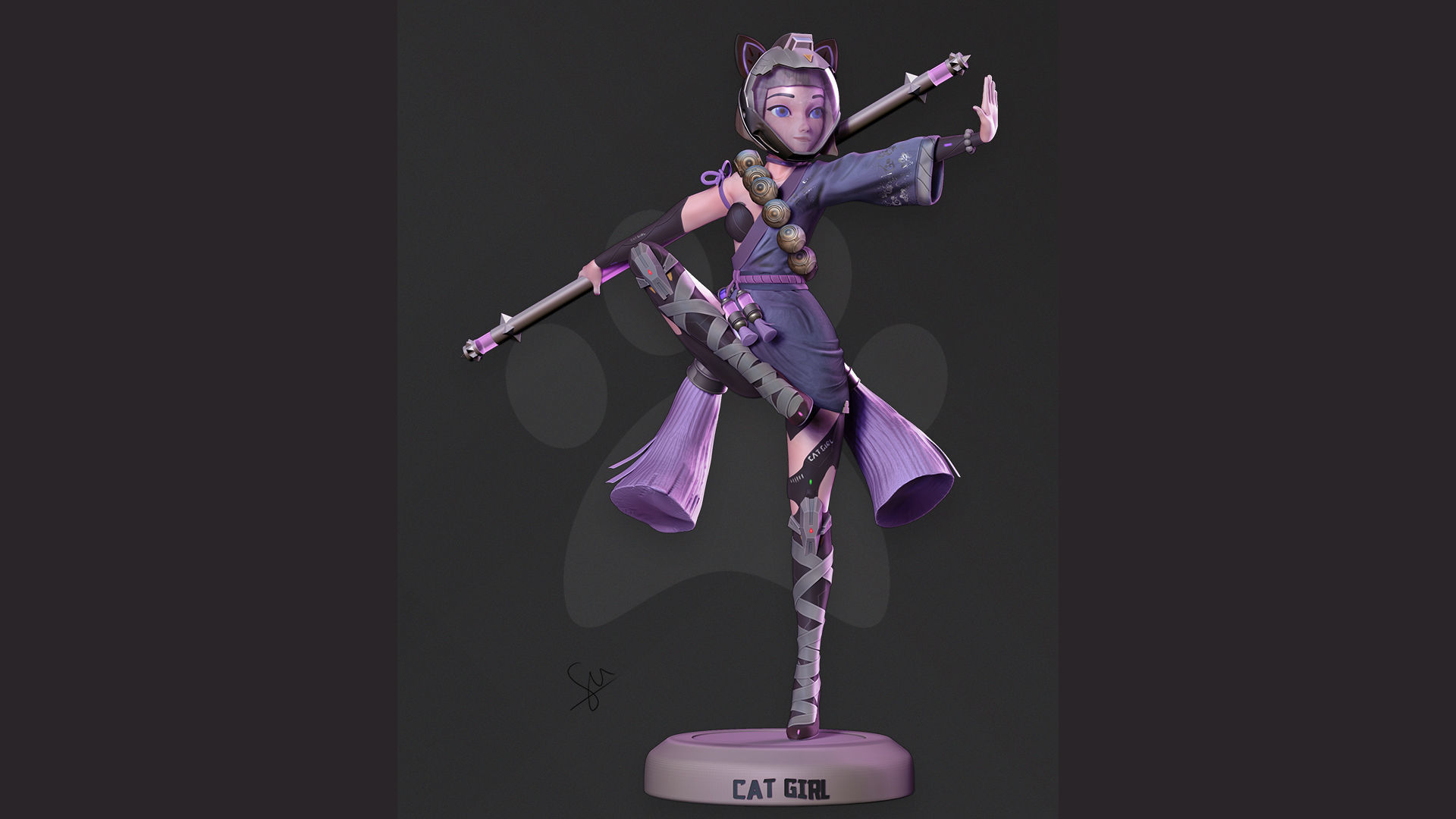 Cat girl Fanart 3D print model_2