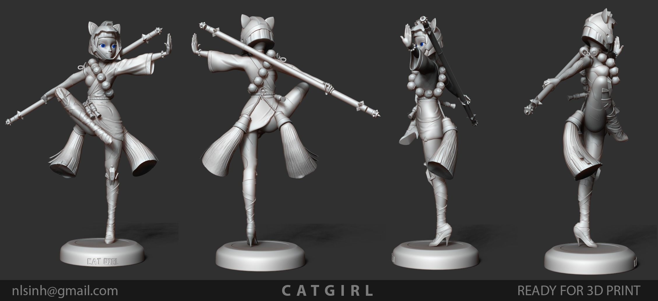 Cat girl Fanart 3D print model_7