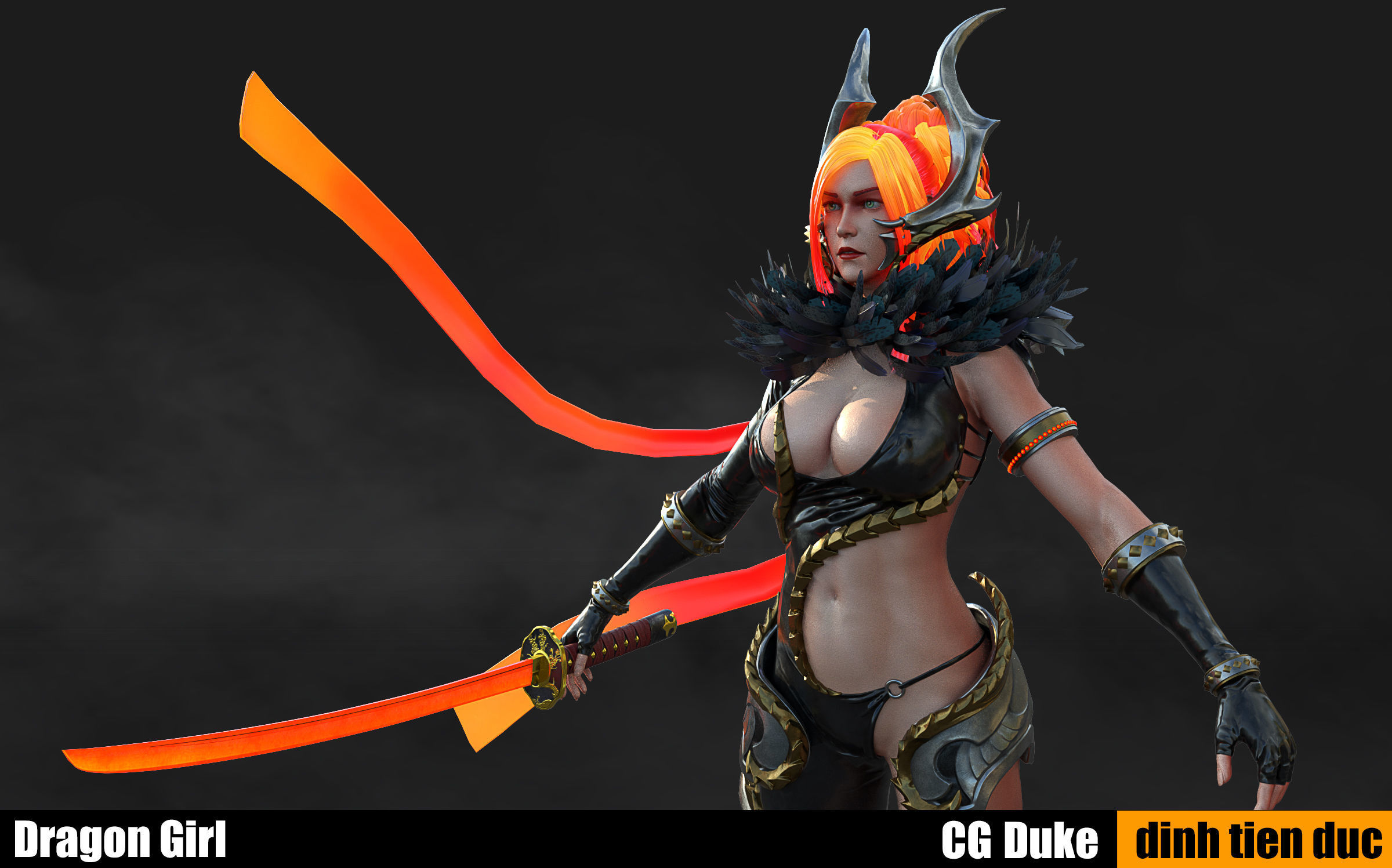 Dragon Girl 3D model_5