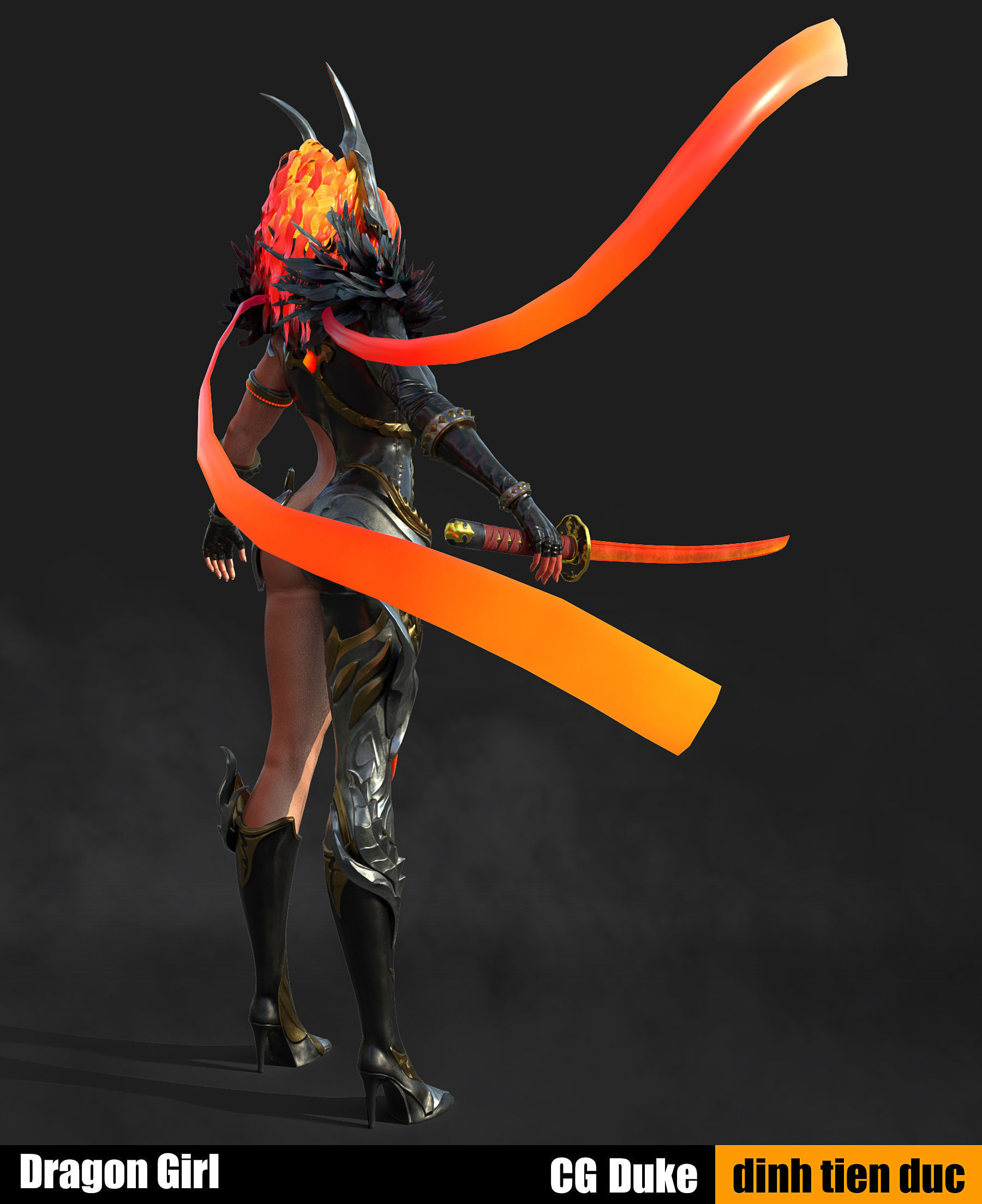 Dragon Girl 3D model_3