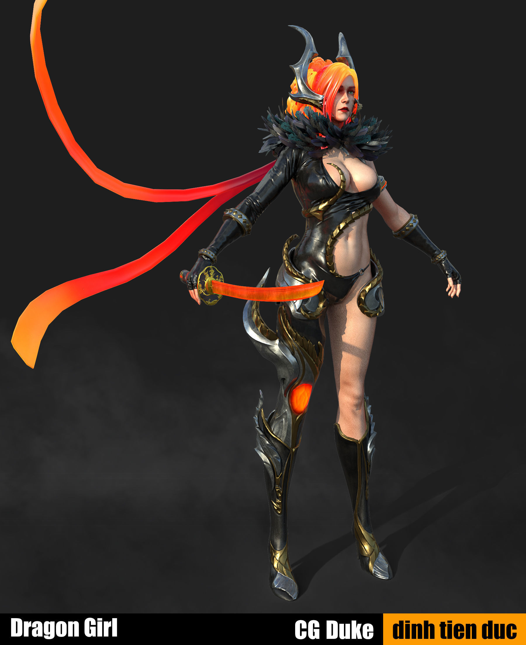 Dragon Girl 3D model_1