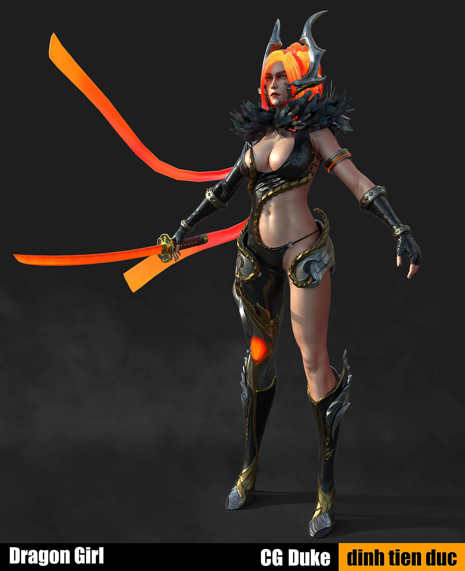 Dragon Girl 3D model_2