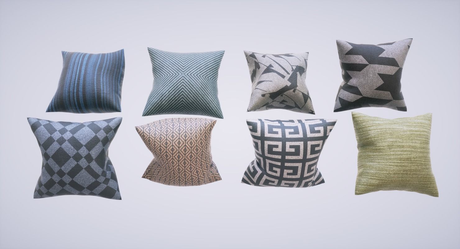 Pillows Pack Low-poly 3D model_1