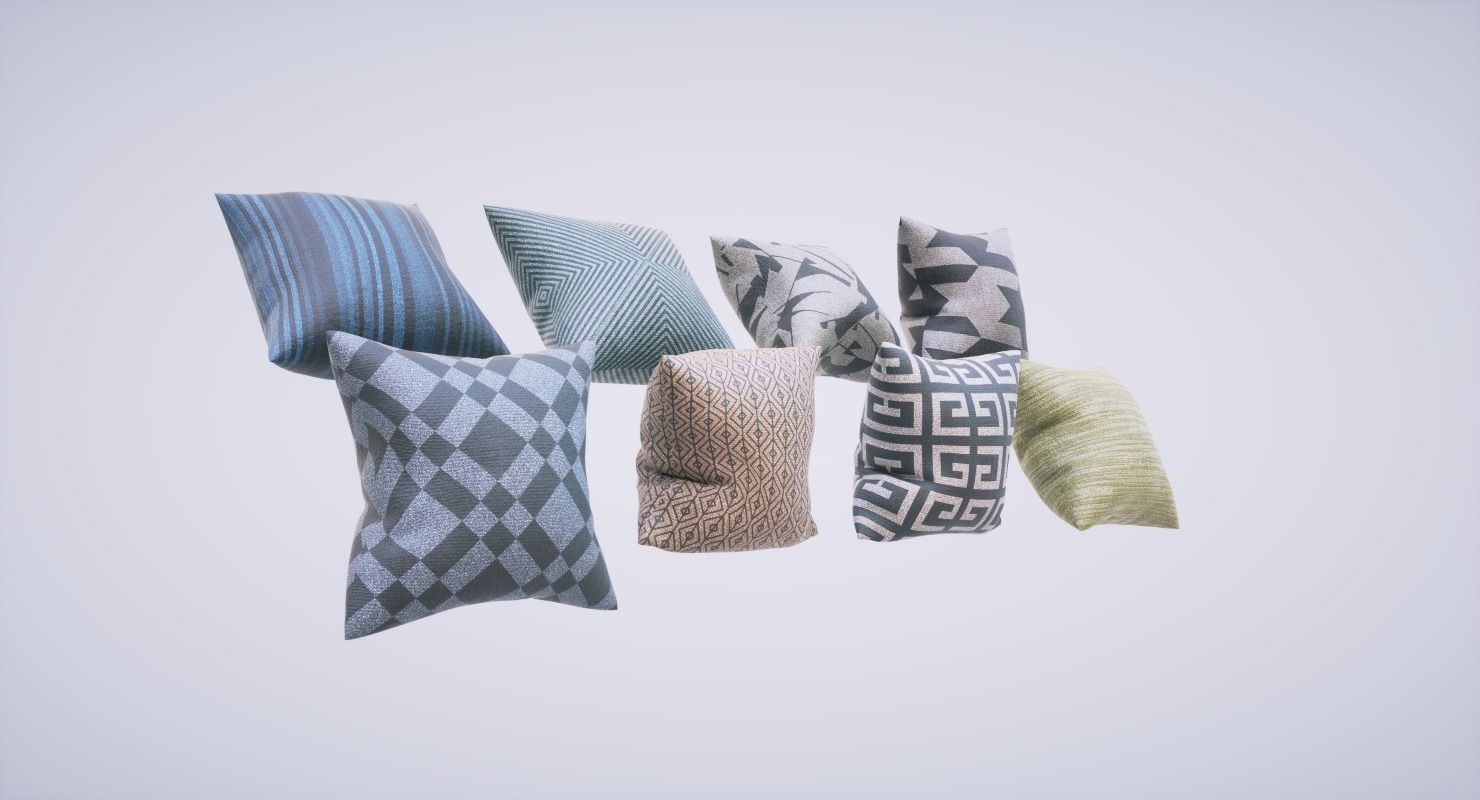 Pillows Pack Low-poly 3D model_4