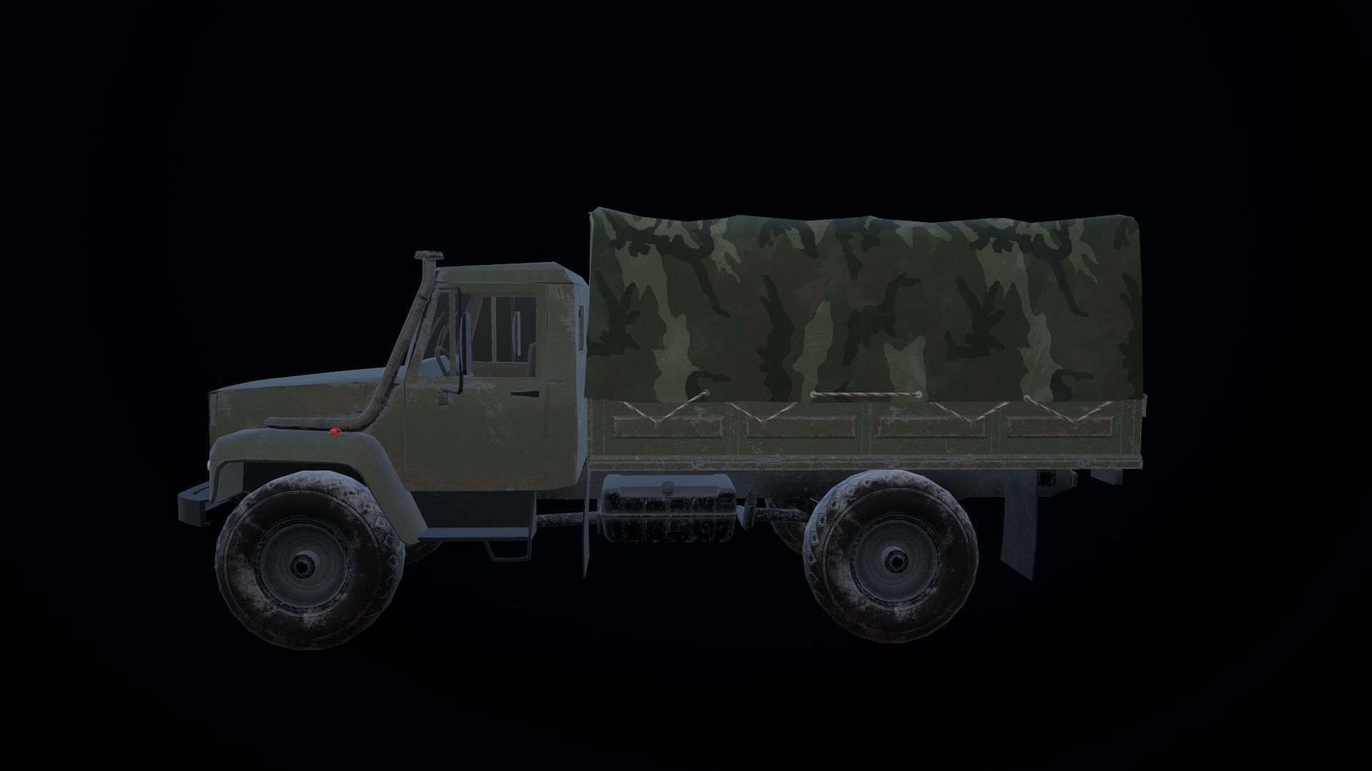 Gaz 3308 truck Low-poly 3D model_4