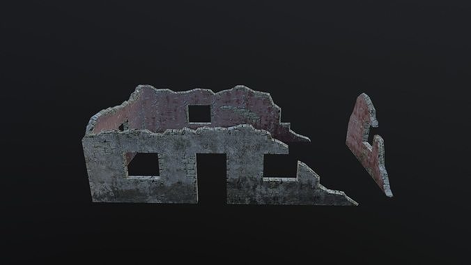 Damaged-Destroyed Building 2 Low-poly 3D model