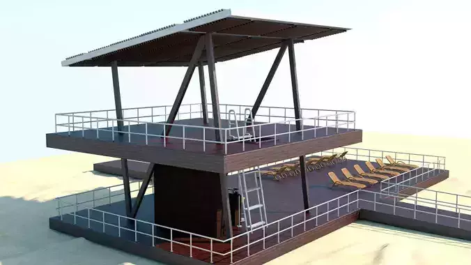 Lifeguard tower in sand