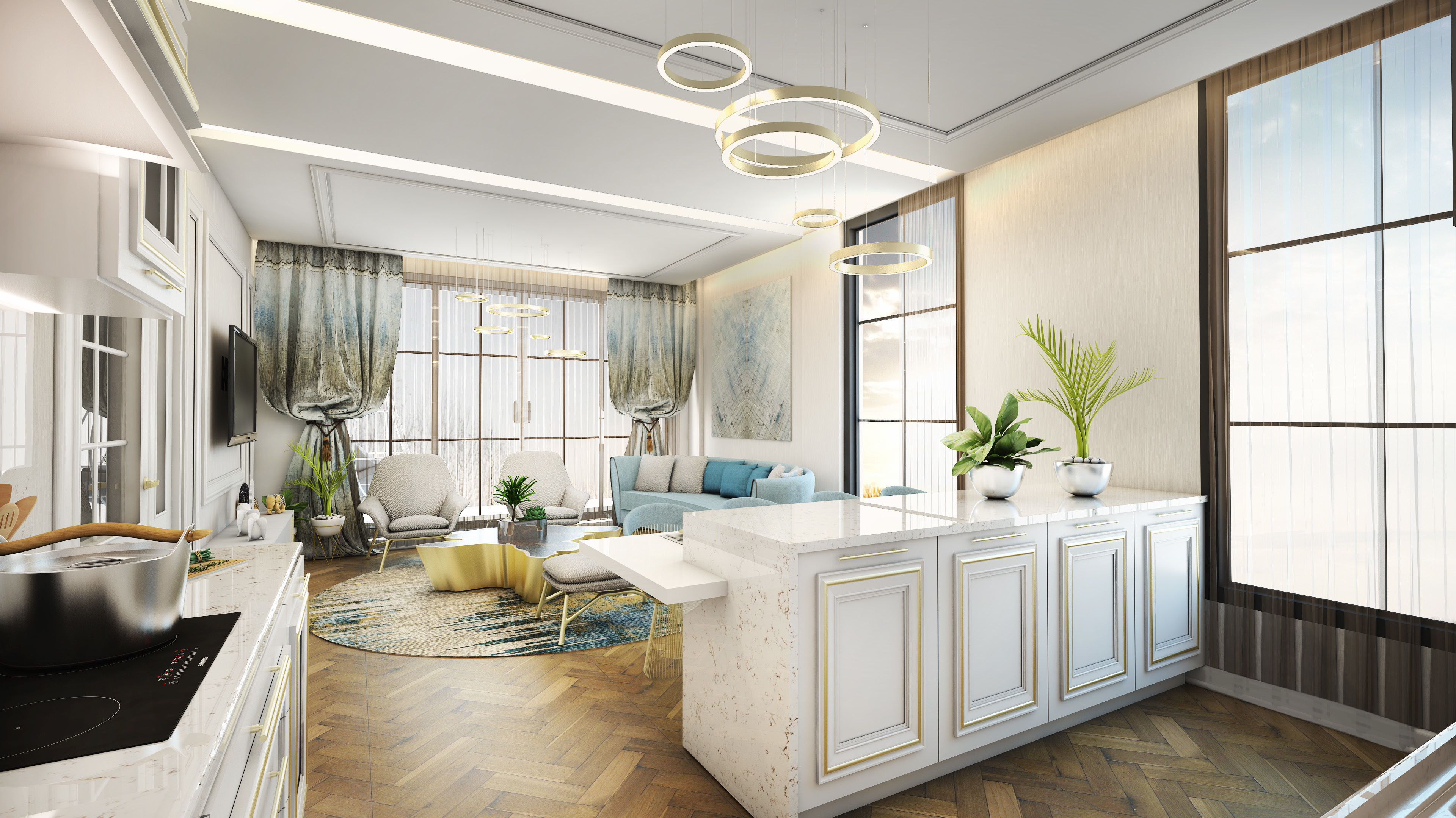 3D Living room-kitchen | CGTrader