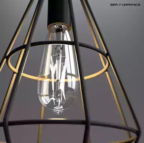 Cage lamp with vintage bulb 3D model