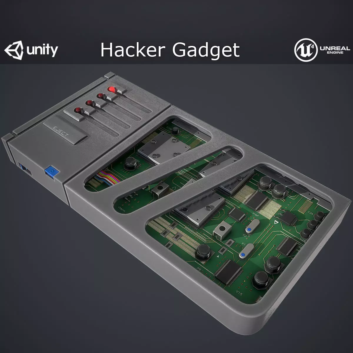 Hacker Gadget Low-poly 3D model_0
