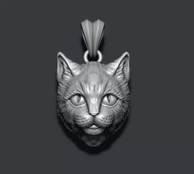 Cat pendant 3D print model_0
