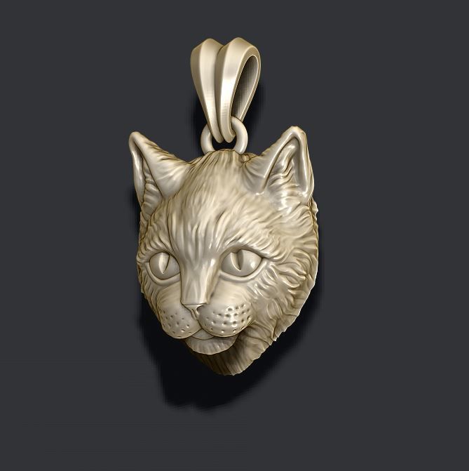 Cat pendant 3D print model_6