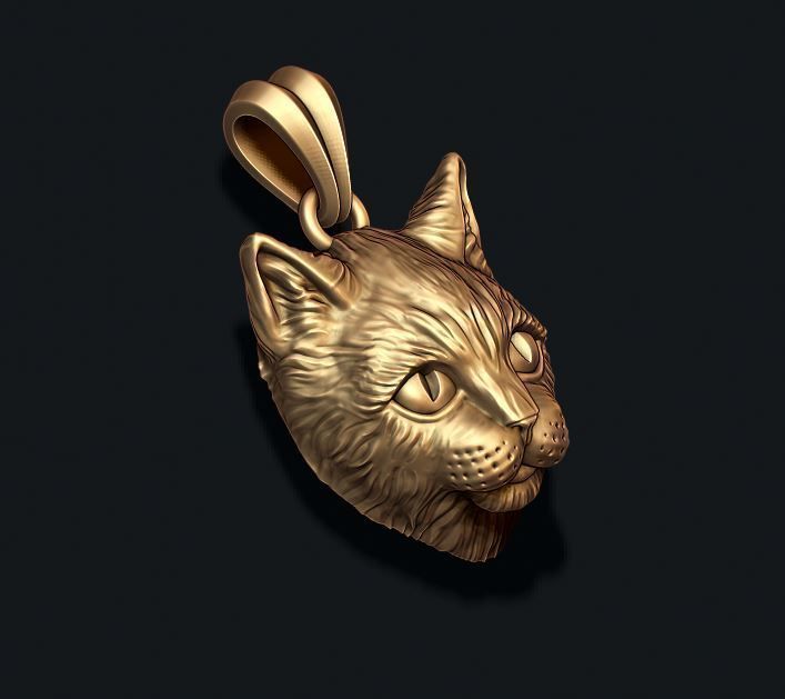 Cat pendant 3D print model_2