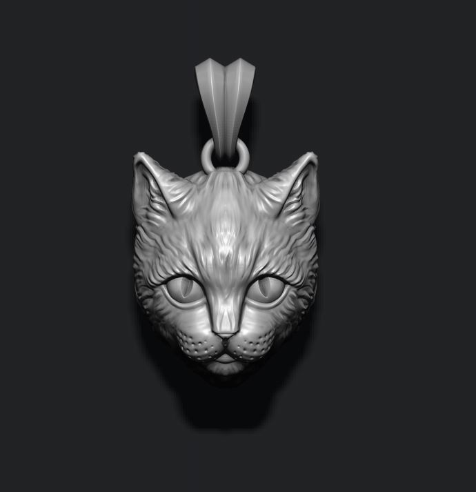 Cat pendant 3D print model_3