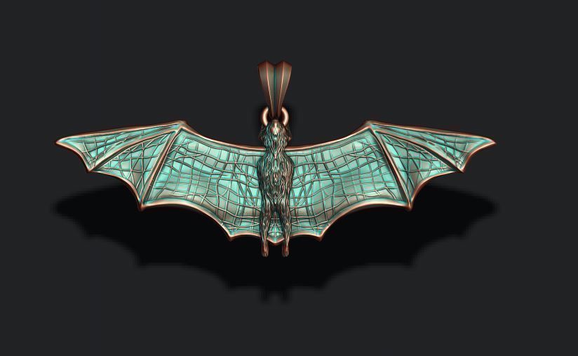 Bat pendant 3D print model_3