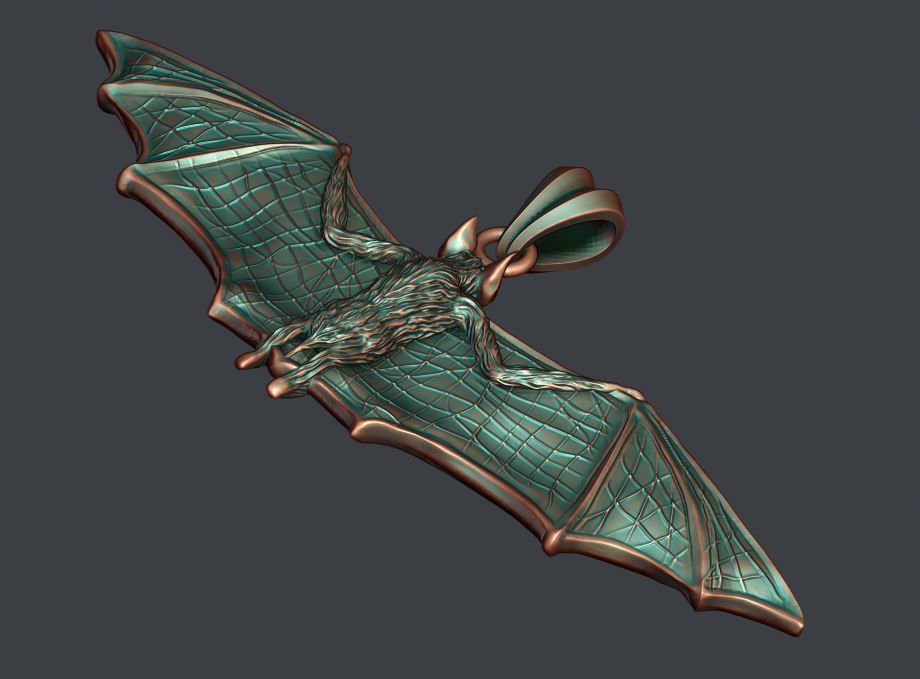 Bat pendant 3D print model_16
