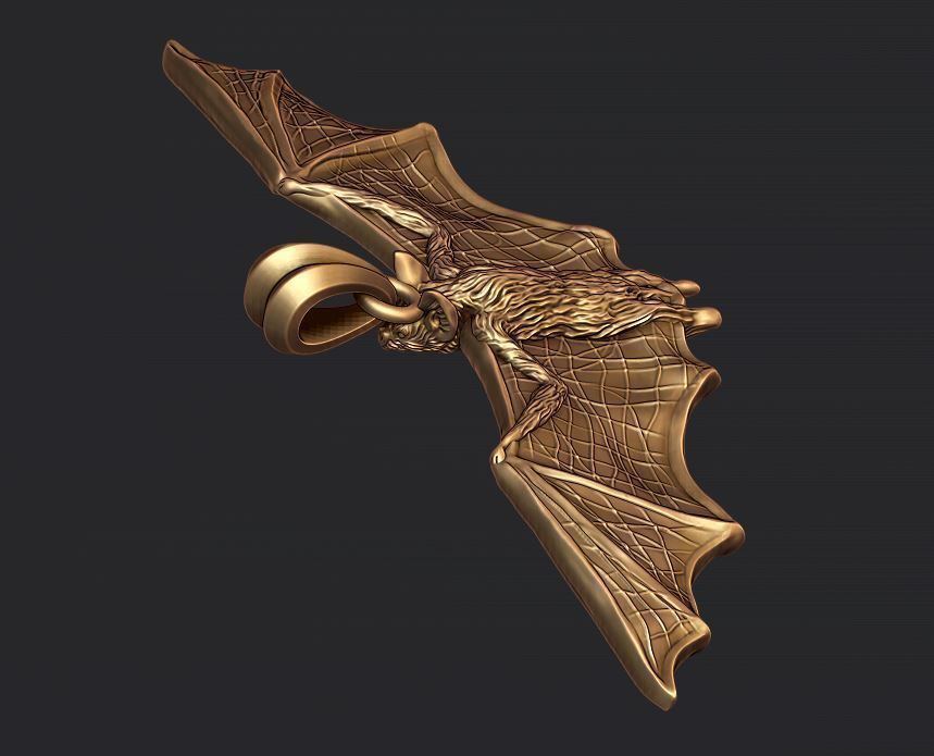 Bat pendant 3D print model_7