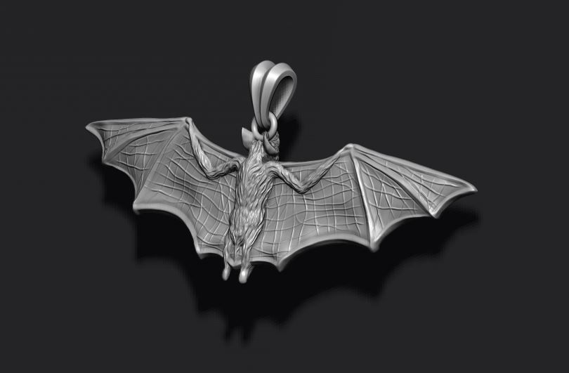 Bat pendant 3D print model_9