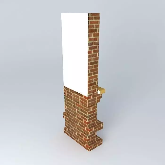 fireplace with wooden shelf Free 3D model_0