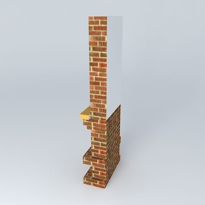 fireplace with wooden shelf Free 3D model_1