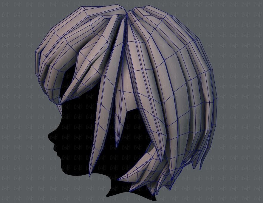 3D Hair style for boy V51 Low-poly 3D model_31