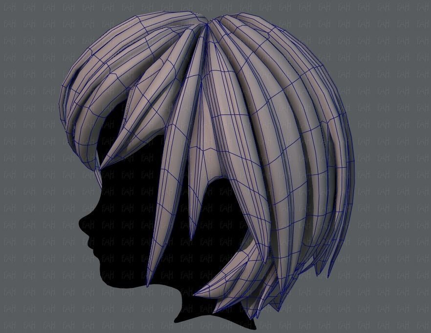 3D Hair style for boy V51 Low-poly 3D model_15
