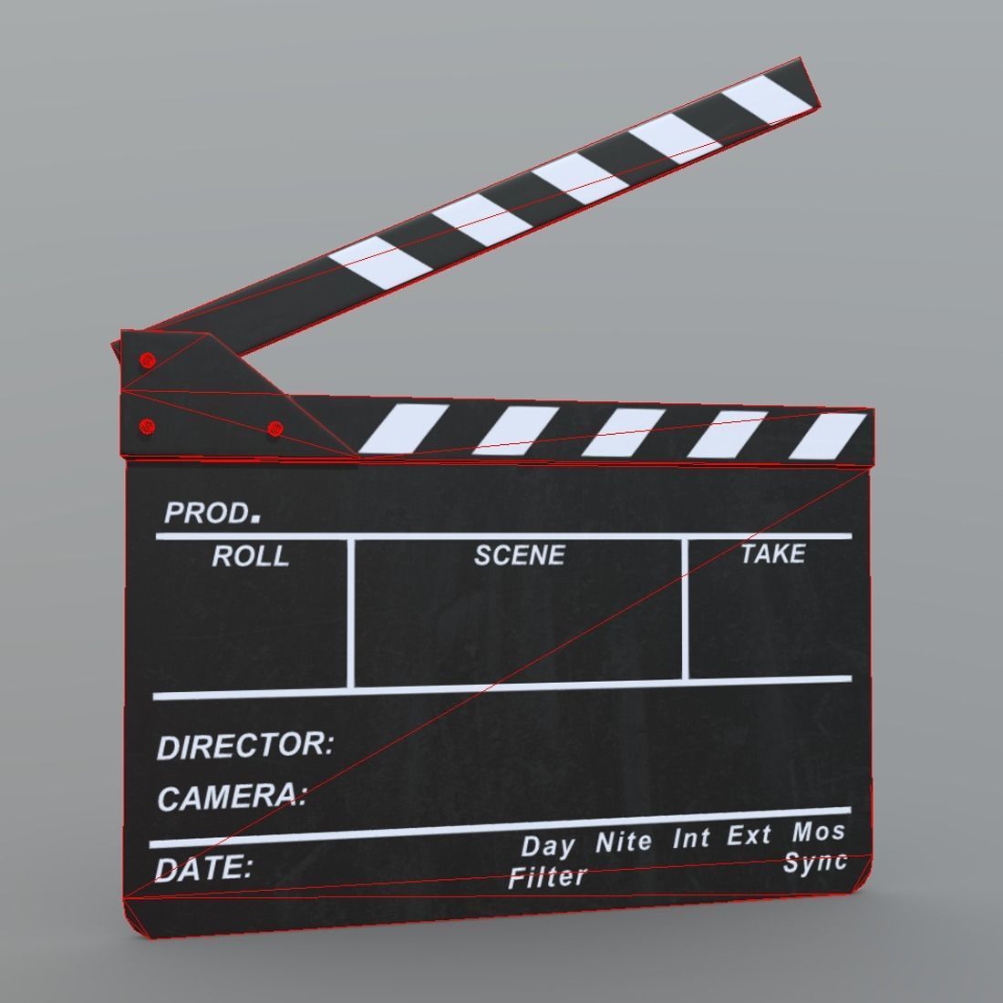 Clapperboard movie clapper board Low-poly 3D model_6