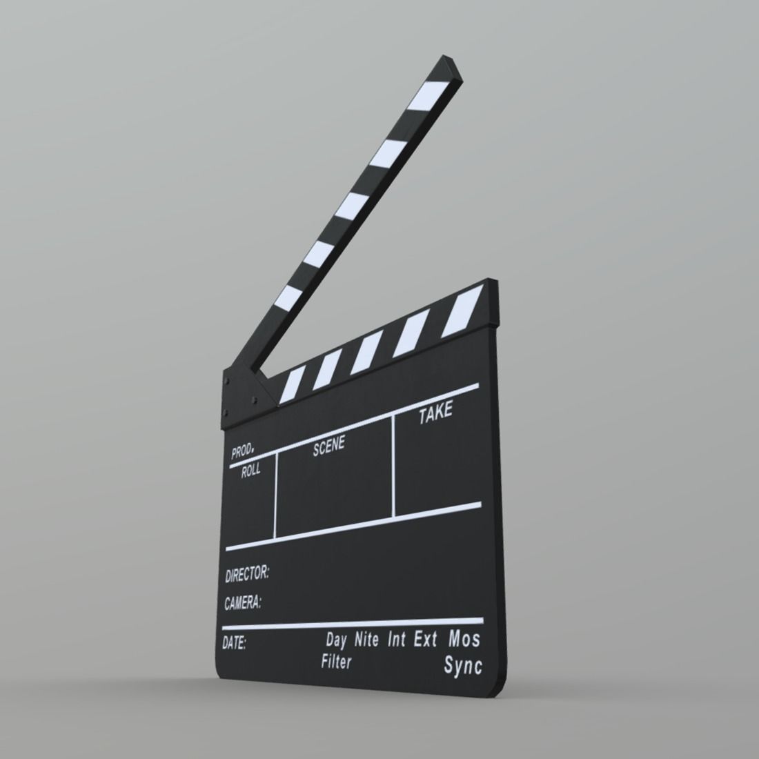 Clapperboard movie clapper board Low-poly 3D model_1