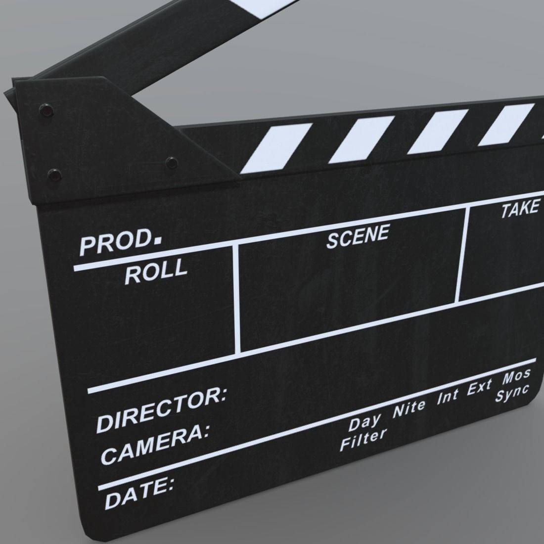 Clapperboard movie clapper board Low-poly 3D model_4