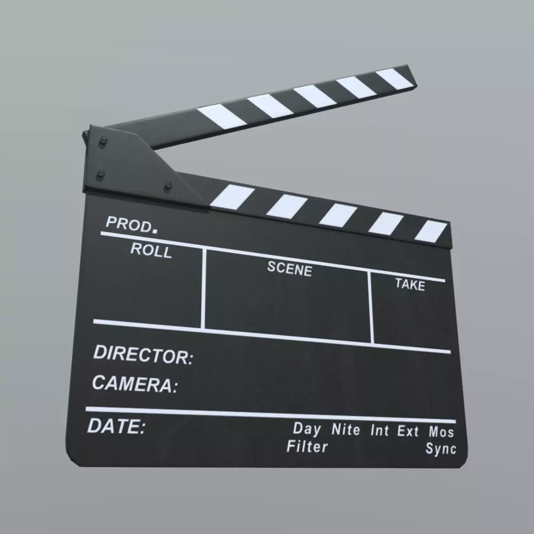 Clapperboard movie clapper board Low-poly 3D model_0
