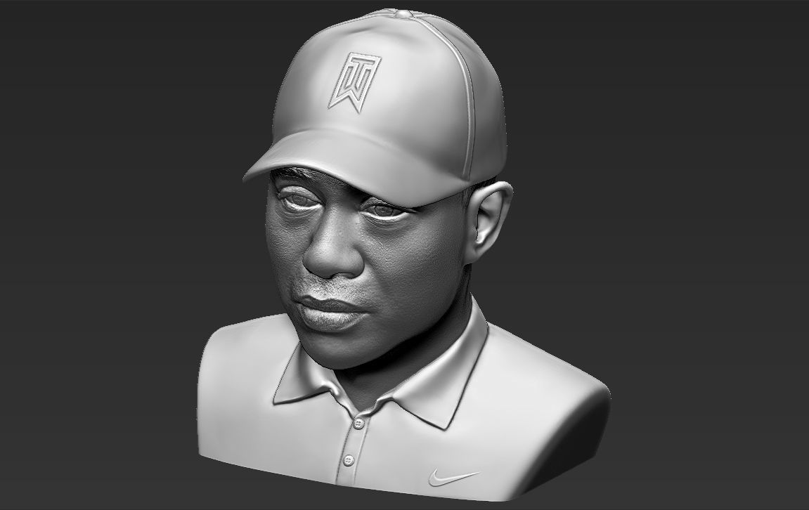 Tiger Woods bust 3D printing ready stl obj formats 3D print model_16