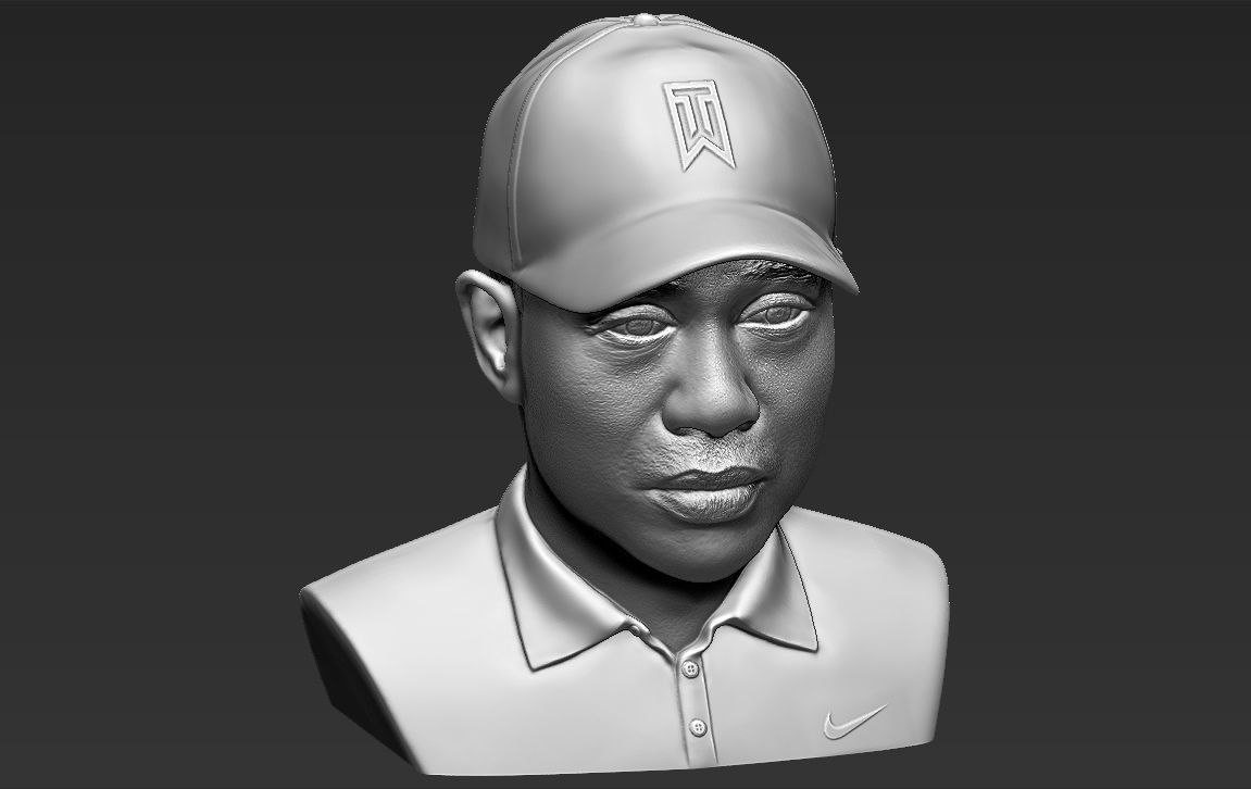 Tiger Woods bust 3D printing ready stl obj formats 3D print model_15