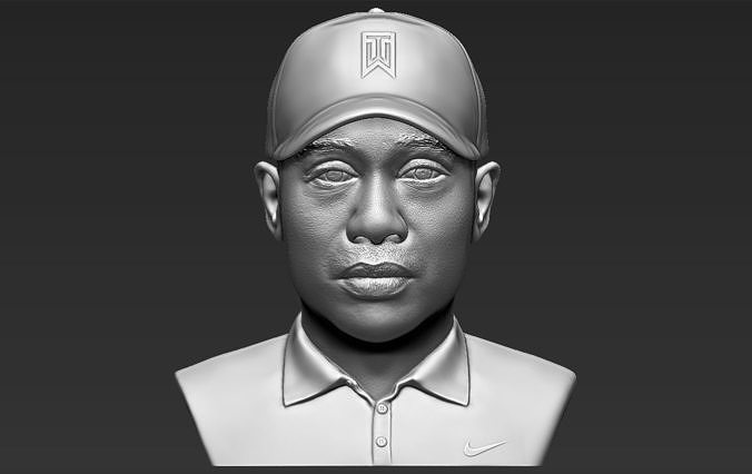 Tiger Woods bust 3D printing ready stl obj formats 3D print model