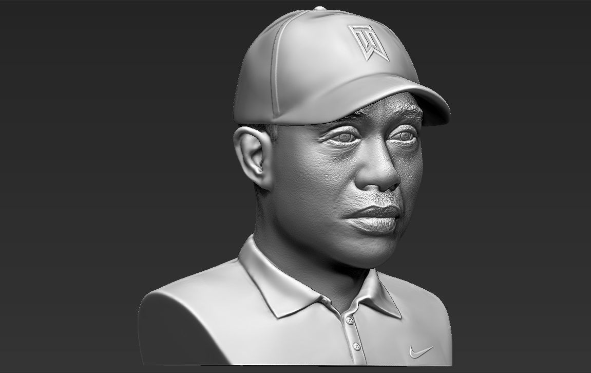 Tiger Woods bust 3D printing ready stl obj formats 3D print model_12
