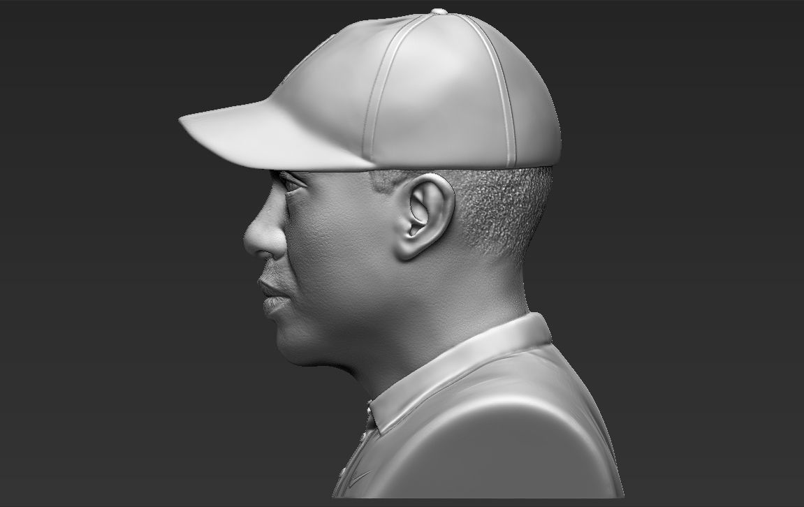 Tiger Woods bust 3D printing ready stl obj formats 3D print model_4